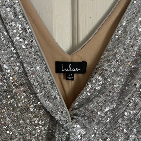 Lulu’s Silver Sequin Sleeveless Wide-Leg Jumpsuit - Picture 5 of 5